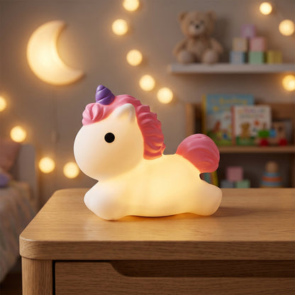Unicorn LED Night Light – Cute Silicone Bedside Lamp for Kids