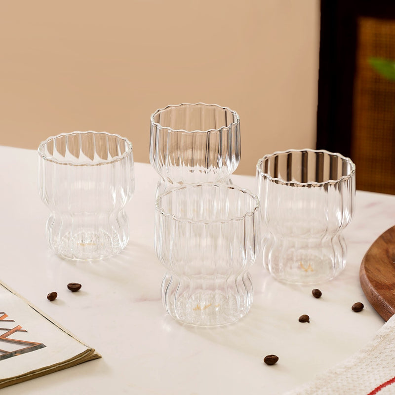 Contemporary Ribbed Glass Tumbler Set of 4 (300ml)