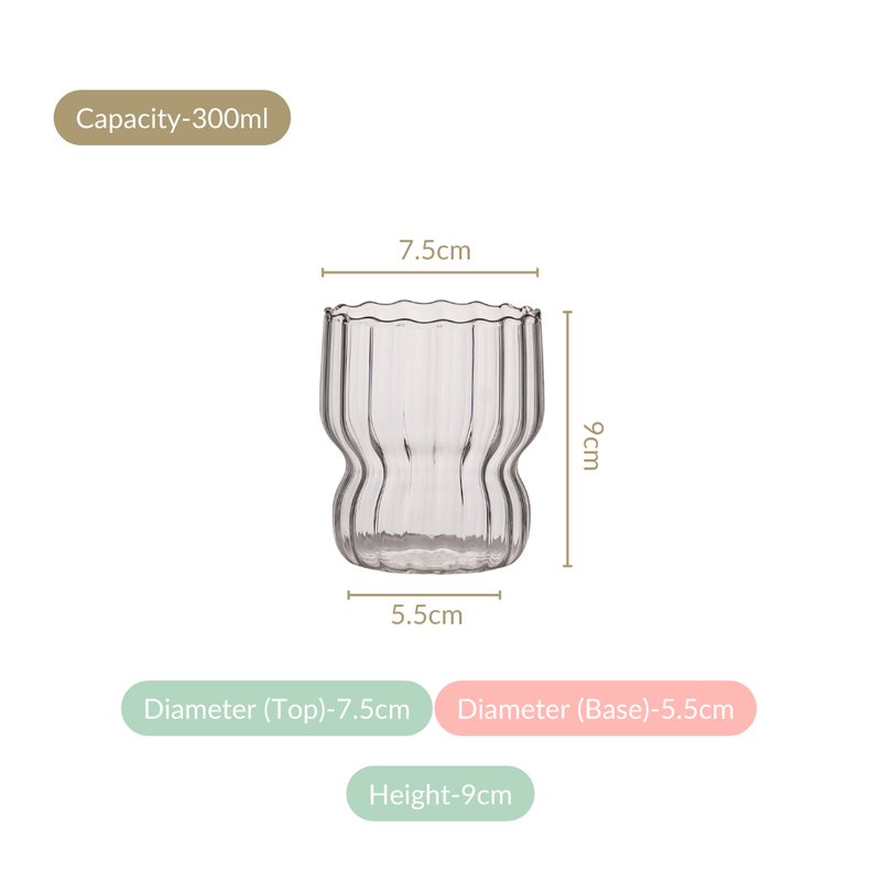 Contemporary Ribbed Glass Tumbler Set of 4 (300ml)