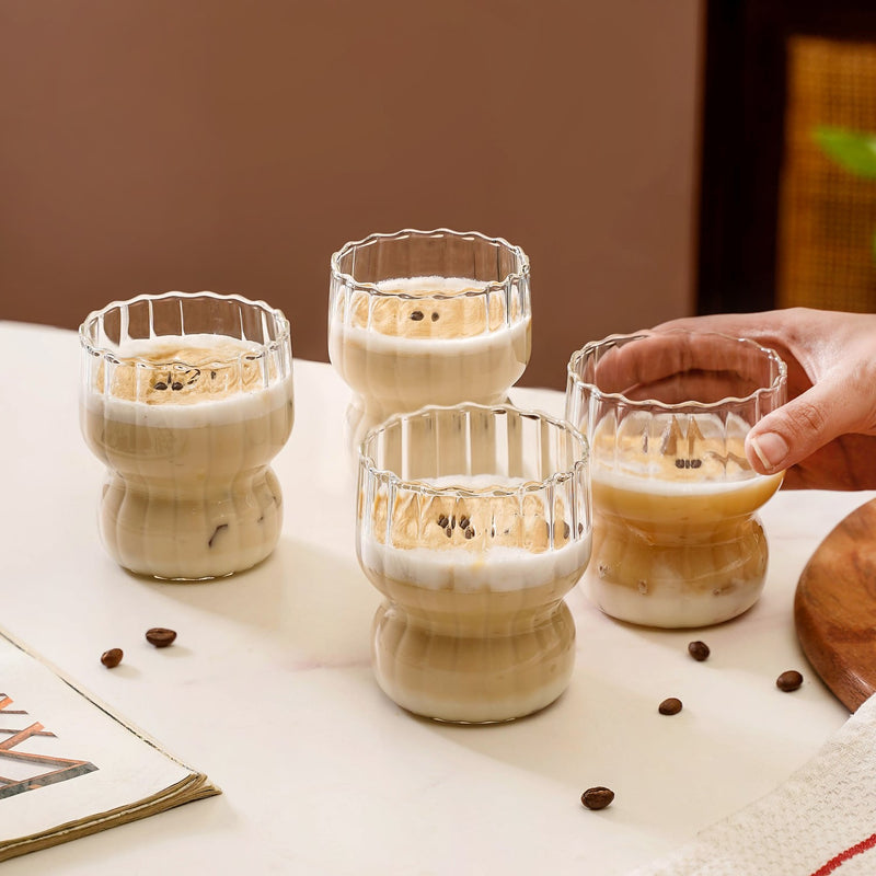 Contemporary Ribbed Glass Tumbler Set of 4 (300ml)