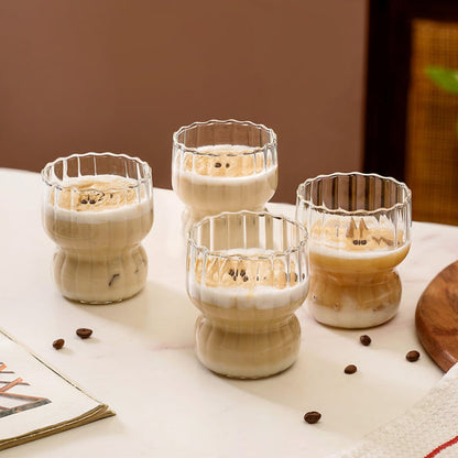 Contemporary Ribbed Glass Tumbler Set of 4 (300ml)